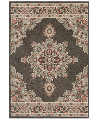 Surya Alfresco Alf-9671 Black 5'3" X 7'6" Area Rug, Indoor/outdoor In Black