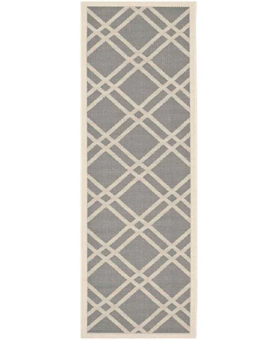 Shop Safavieh Courtyard Cy6923 Anthracite And Beige 2'3" X 10' Sisal Weave Runner Outdoor Area Rug In Black