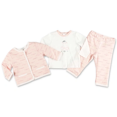 Shop Givenchy Completo Rosa In Felpa Di Cotone Con Felpa T-shirt E Pantaloni