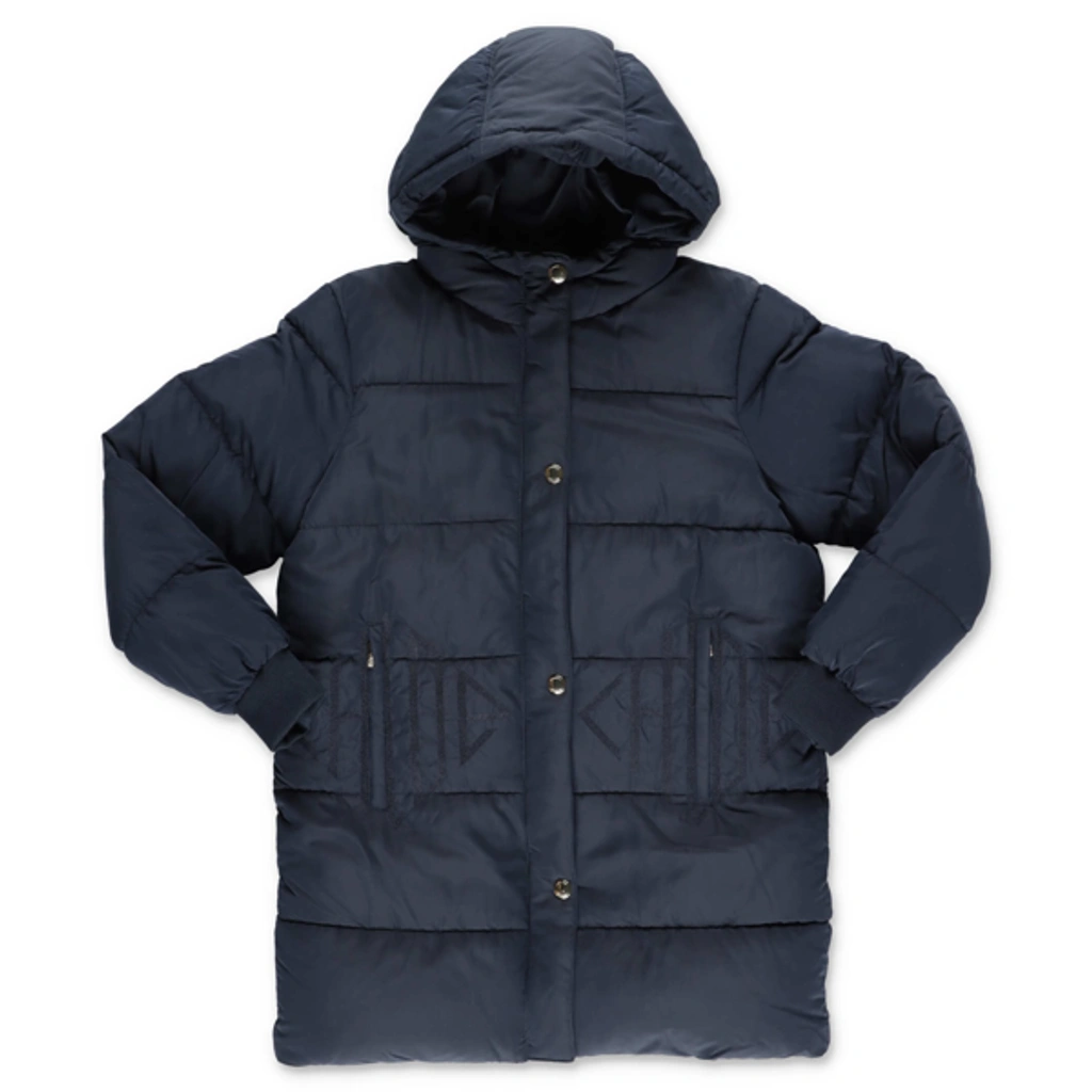 Chloé Kids' Chloe Piumino Blu In Nylon Con Cappuccio In