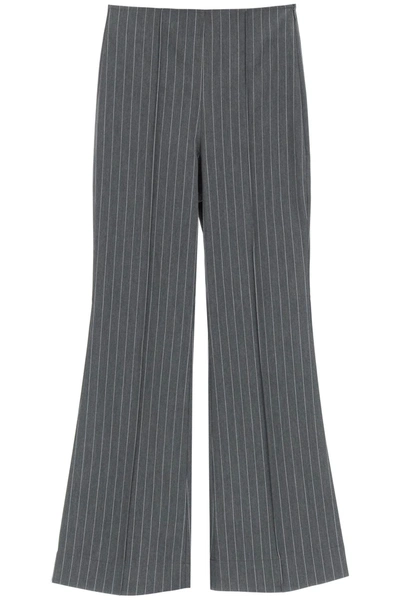Shop Ganni Kick-flare Cropped Trousers In Phantom (grey)