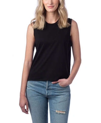 Shop Alternative Apparel Women's Go-to Cropped Muscle Tank Top In Black