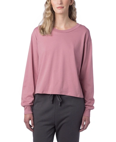 Shop Alternative Apparel Women's Main Stage Long Sleeve Cropped T-shirt In Whiskey Rose
