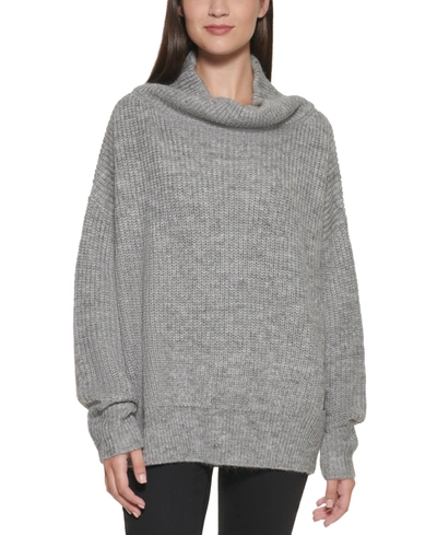 Shop Calvin Klein Jeans Est.1978 Oversized Turtleneck Sweater In Heather Grey