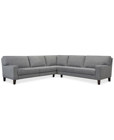 Furniture Closeout! Sandrew 3-pc. Fabric Sectional With 2 Power Foot Rests, Created For Macy's In Thunder Grey