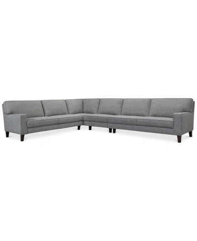 Furniture Closeout! Sandrew 4-pc. Fabric Sectional With 2 Power Foot Rests, Created For Macy's In Thunder Grey