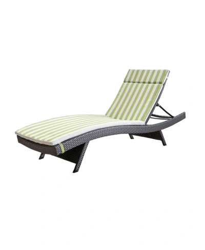 Shop Noble House Salem Outdoor Chaise Lounge With Stripe Cushion In Green