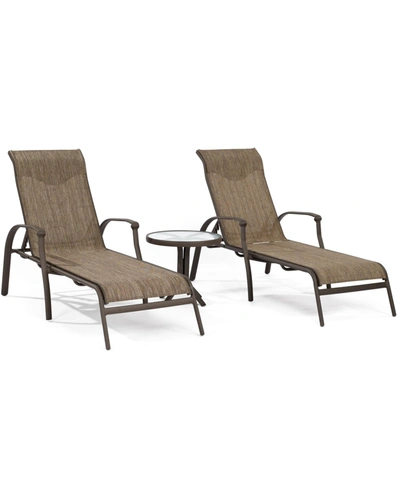 Shop Furniture Oasis Outdoor Aluminum 3-pc. Chaise Set (2 Chaise Lounges And 1 End Table), Created For Macy's