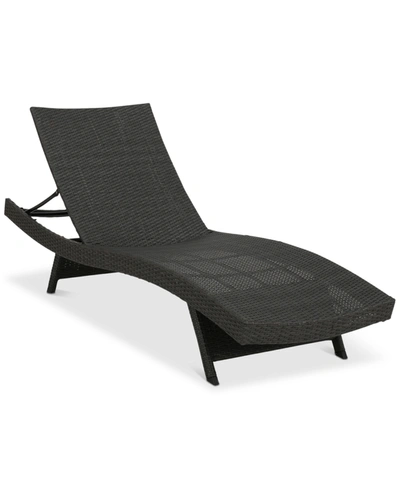 Noble House Graham Outdoor Chaise Lounge Chair In Grey