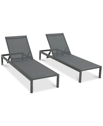 Shop Noble House Westlake Outdoor Chaise Lounge (set Of 2) In Grey
