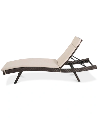 Shop Noble House Pietro Outdoor Chaise Lounge With Cushion In Grey