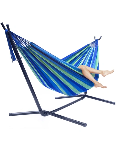 Shop Sorbus Double Hammock With Steel Stand In Blue/green