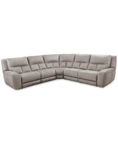 Shop Mwhome Closeout! Terrine 5-pc. Fabric Sectional With 2 Power Motion Recliners, Created For Macy's In Alton Linen