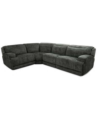 Shop Mwhome Sebaston 4-pc. Fabric Sectional With 2 Power Motion Recliners, Created For Macy's In Highlander Midnight