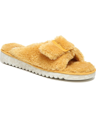 Shop Dr. Scholl's Women's Staycay Og Slippers Women's Shoes In Gold Yellow Faux Fur