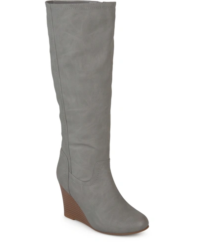 Shop Journee Collection Women's Langly Wedge Boots In Grey