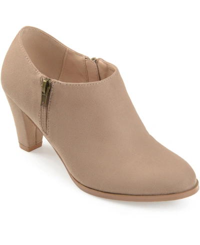 Shop Journee Collection Women's Sanzi Low Cut Booties In Taupe