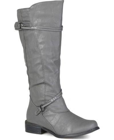 Journee Collection Women's Harley Extra Wide Calf Rouched Knee High Boots In Grey