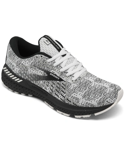 Shop Brooks Women's Adrenaline Gts 21 Running Sneakers From Finish Line In White/gray/black