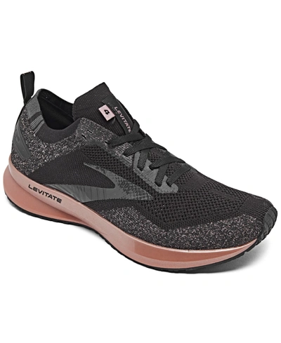 Shop Brooks Women's Levitate 4 Running Sneakers From Finish Line In Black/ebony/rose