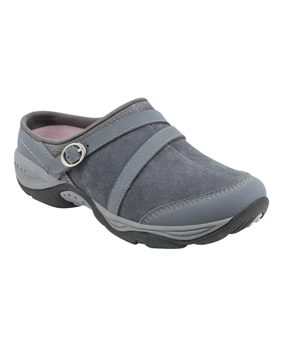 Shop Easy Spirit Women's Equinox Round Toe Slip-on Casual Mules Women's Shoes In Dark Gray Suede