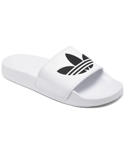 Shop Adidas Originals Men's Adilette Lite Slide Sandals From Finish Line In Footwear White/core Black