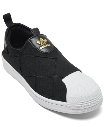 Shop Adidas Originals Women's Superstar Slip On Casual Sneakers From Finish Line In Core Black/footwear White