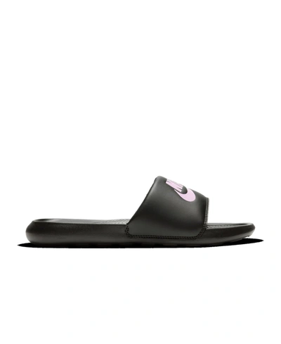 Shop Nike Women's Victori One Slide Sandals From Finish Line In Black/light Pink