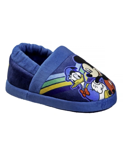 Shop Disney Little Boys Mickey Mouse Slippers In Navy Multi