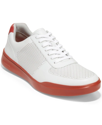 Shop Cole Haan Men's Grand Crosscourt Modern Perf Sneaker Men's Shoes In Optic White/cinnabar