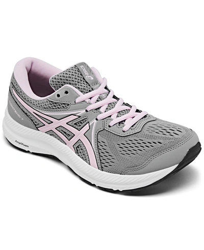 Shop Asics Women's Gel-contend 7 Running Sneakers From Finish Line In Sheet Rock/pink