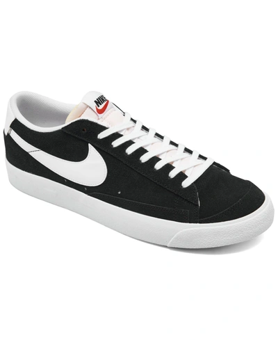 Shop Nike Men's Blazer Low 77 Suede Casual Sneakers From Finish Line In Black/white