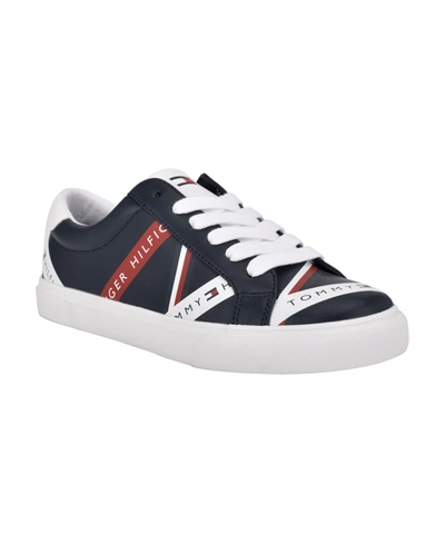 Shop Tommy Hilfiger Lacen Lace Up Sneakers Women's Shoes In Navy/white
