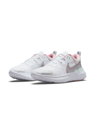 Shop Nike Women's React Miler 2 Running Sneakers From Finish Line In White/pink Glaze