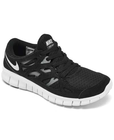 Shop Nike Women's Free Run 2 Running Sneakers From Finish Line In Black/white