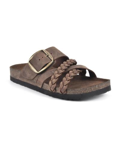 Shop White Mountain Healing Footbed Sandal Slides Women's Shoes In Brown/leather
