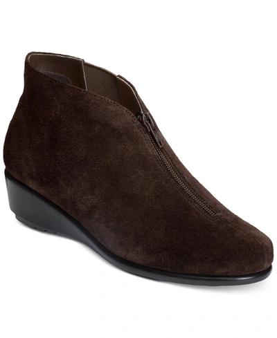 Shop Aerosoles Allowance Booties In Dark Brown Suede