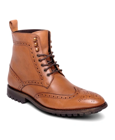 Shop Anthony Veer Men's Grant Wingtip Leather Dress Boot In Medium Bro