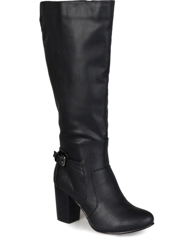 Journee Collection Women's Carver Wide Calf Block Heel Knee High Boots In Black