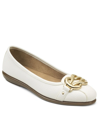 Shop Aerosoles Women's Big Bet Ballet Flats In White Faux Leather