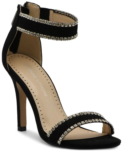Shop Adrienne Vittadini Women's Gracy Embellished High Heel Dress Sandals Women's Shoes In Black - Textile