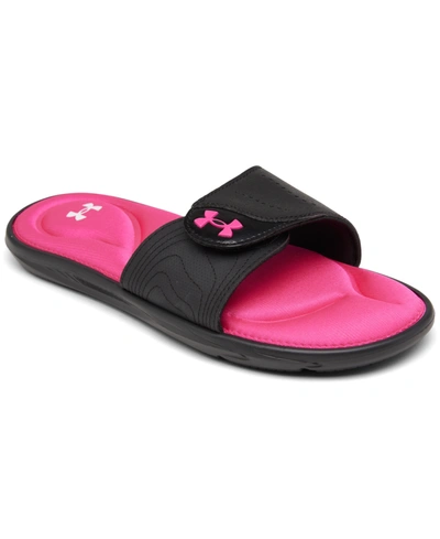 Shop Under Armour Women's Ignite Ix Slide Sandals From Finish Line In Black/pink