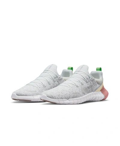 Shop Nike Men's Free Run 5.0 Running Sneakers From Finish Line In Off White/gray/white