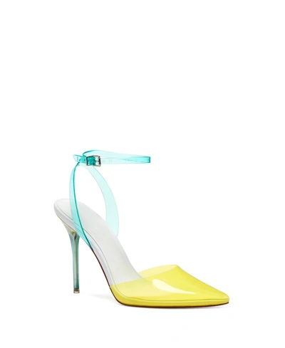 Shop Jessica Simpson Women's Pirrie Lucite Vinyl 2-piece Pumps Women's Shoes In Yellow Vinyl Combo