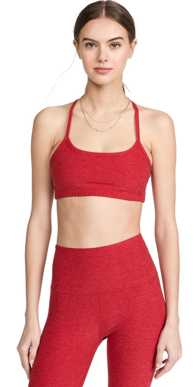 Shop Beyond Yoga Spacedye Slim Racerback Bra In Currant Red Heather