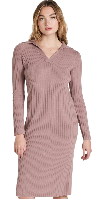 Shop Vince Ribbed Polo Dress In Beet