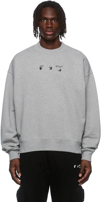 Shop Off-white Grey Printed Arrows Logo Sweatshirt