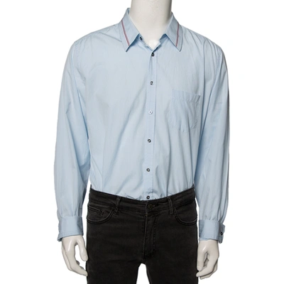 Pre-owned Gucci Blue Checkered Cotton Button Front Slim Fit Shirt Xxxl
