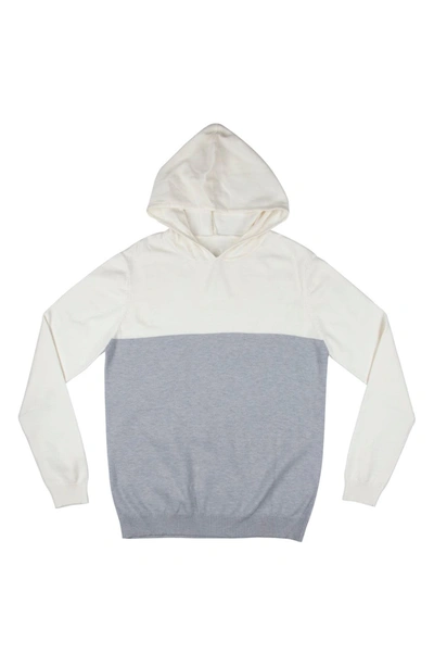 Shop X-ray Colorblock Hooded Sweater In Off White/ H Grey