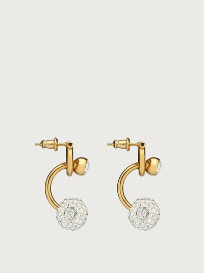 Shop Ferragamo Gancini Earrings With Crystals In Gold